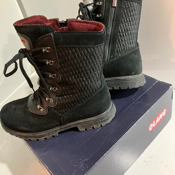 Bottes d'hiver OLANG avec crampons - Noires & Rouges - Taille 8 US - Picture 2 of 6
